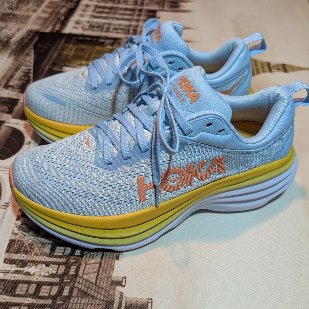 Hoka One One Bombi 8 Cushioned Road Shoes  Summer Song Women's Size 7 No Box - Picture 2 of 14